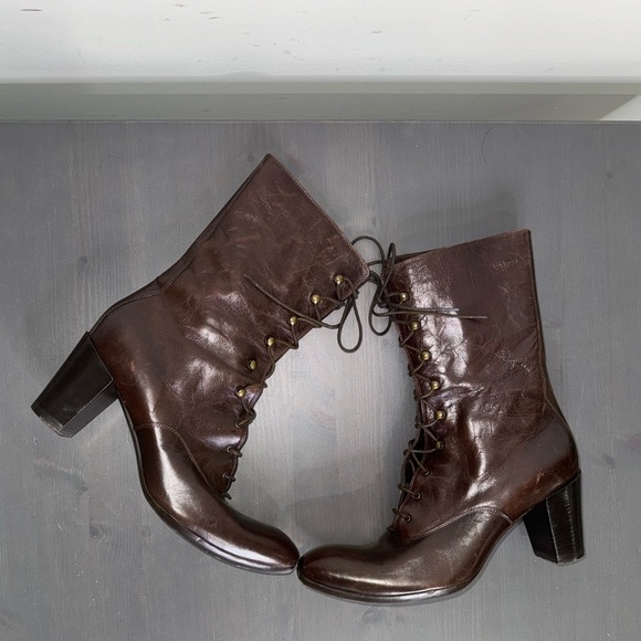 Gianni Barbato Women's  Leather Lace Up Boots Pointed Toe - Picture 12 of 12